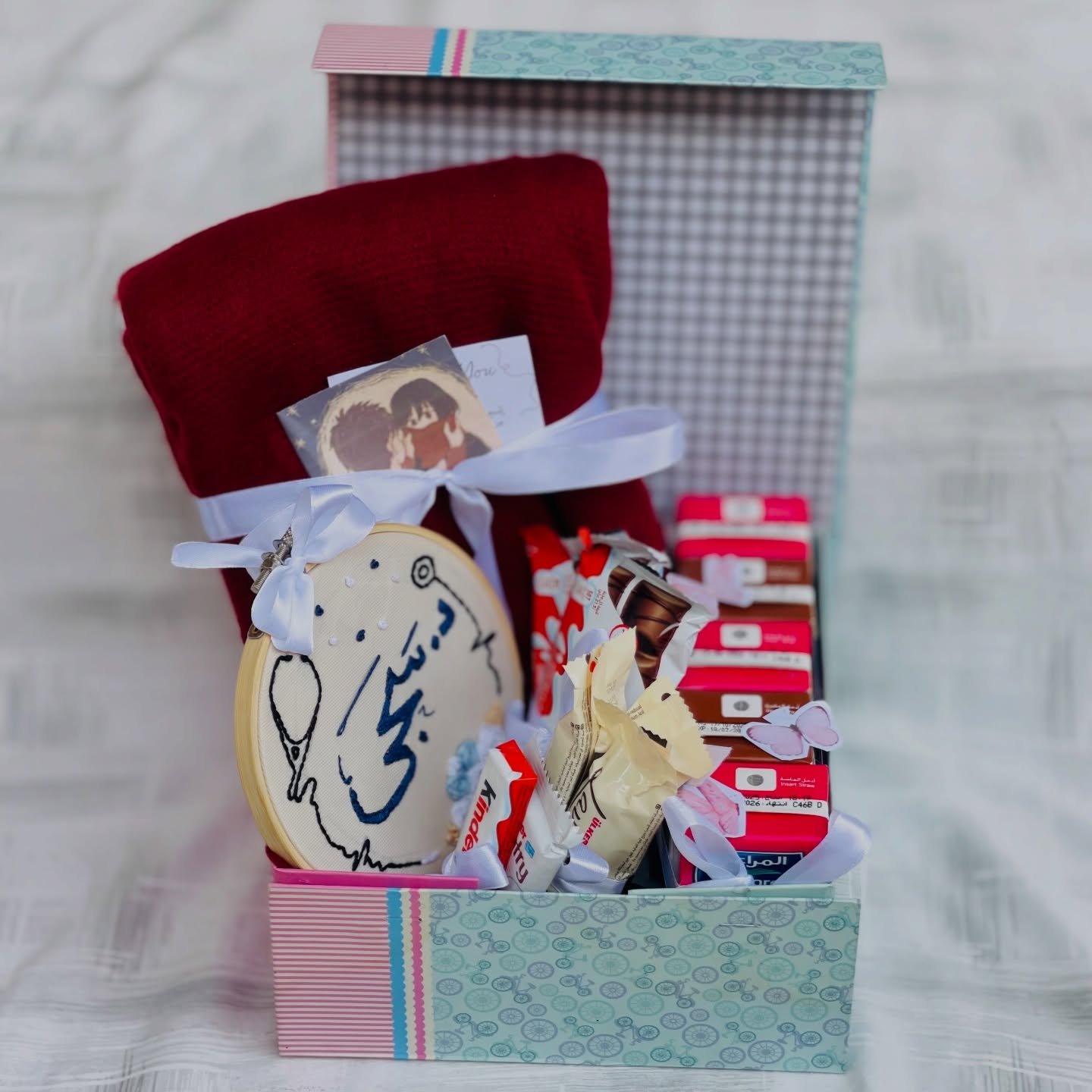 Styled gift box with embroidery
